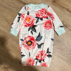 Floral Baby Gown with Pink and Black Flowers
